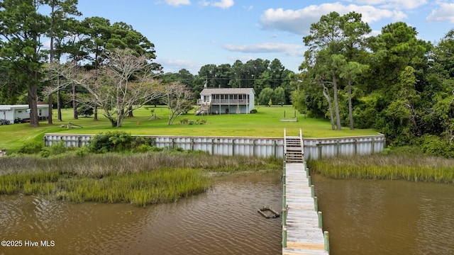 view of dock featuring a water view