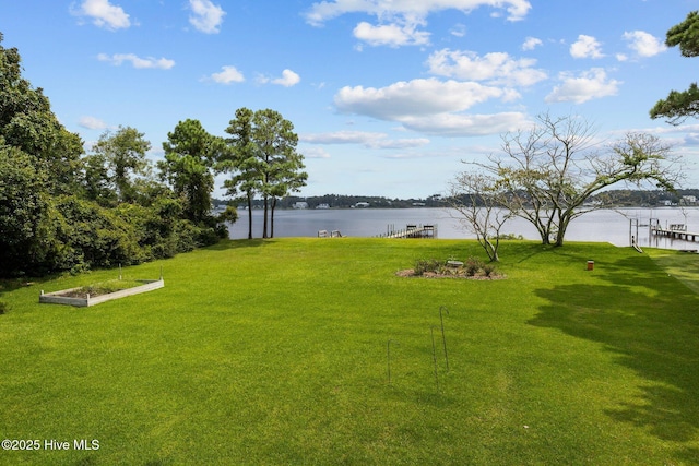 view of yard featuring a water view