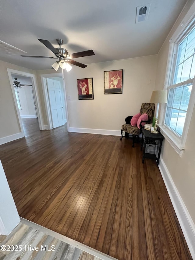 interior space with dark hardwood / wood-style floors