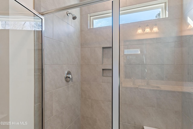 bathroom featuring a shower stall