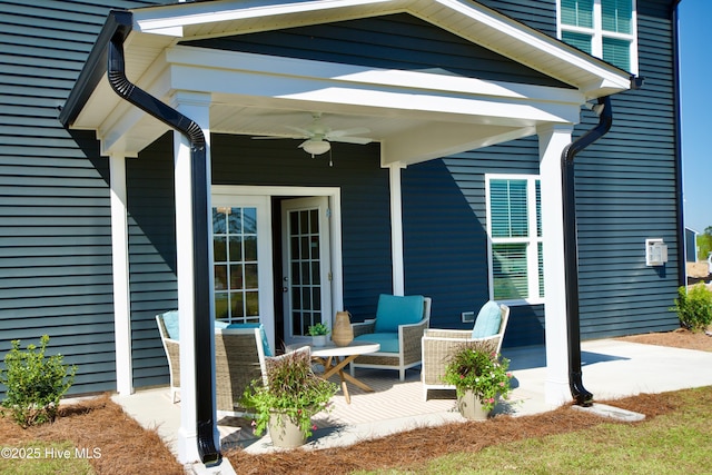 view of patio / terrace featuring ceiling fan