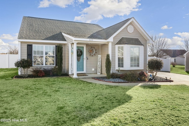 single story home with a front yard