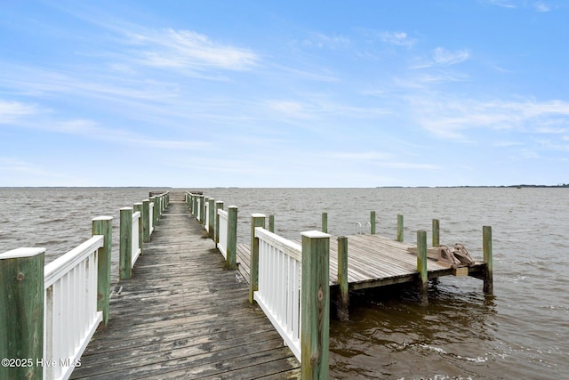 view of dock featuring a water view