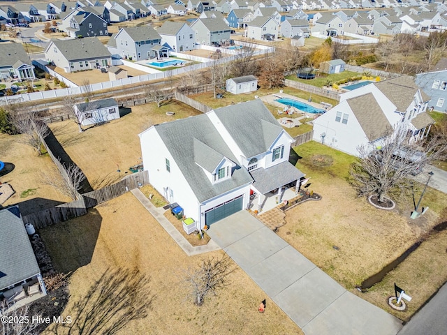 aerial view with a residential view