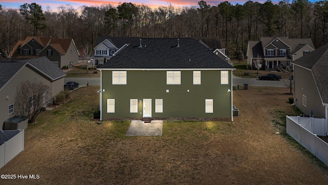 view of aerial view at dusk