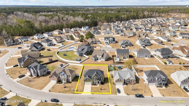 aerial view with a residential view