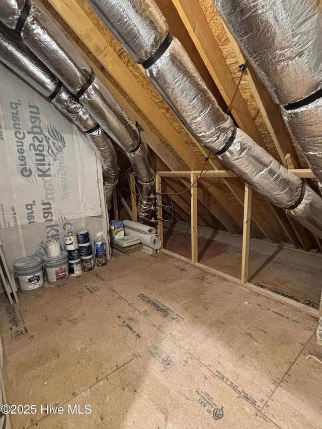 view of unfinished attic