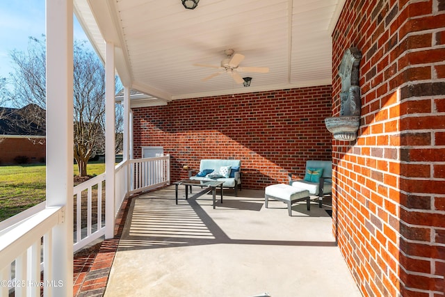 view of patio / terrace with a ceiling fan