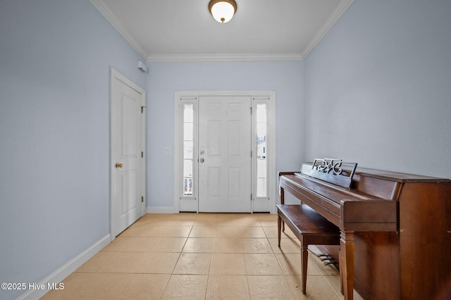 225 Adams Ln, Washington, NC 27889 - foyer with crown molding, baseboards, and light tile patterned floors