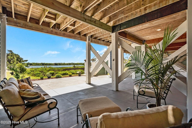 3953 Palm St SE, Bolivia, NC 28422 - view of patio / terrace featuring a water view and stairway