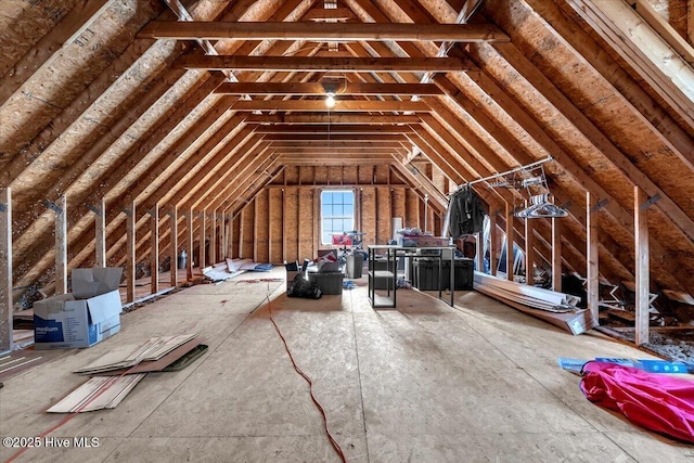 view of unfinished attic