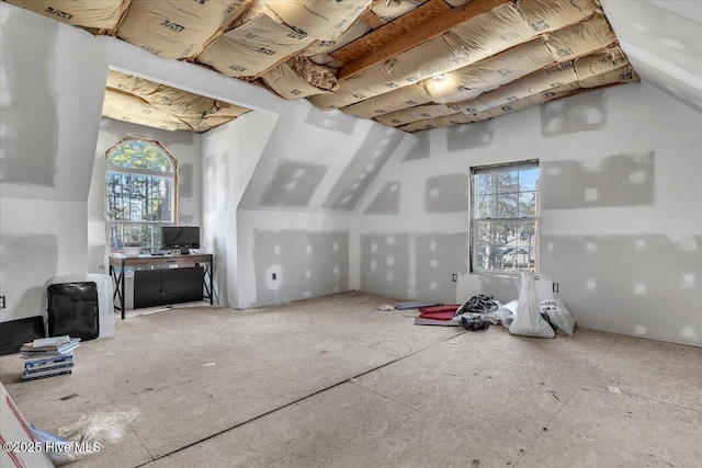 additional living space with vaulted ceiling