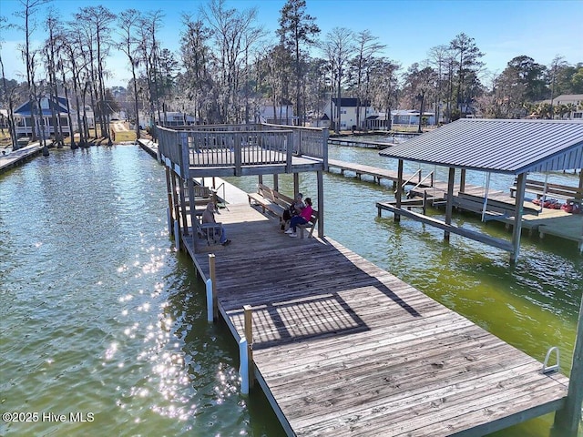 view of dock featuring a water view