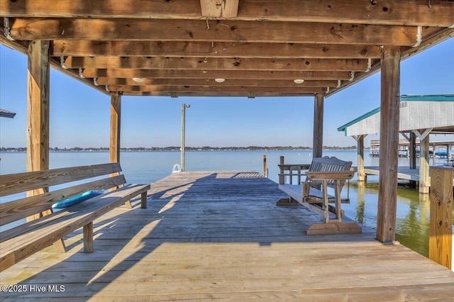 view of dock featuring a water view