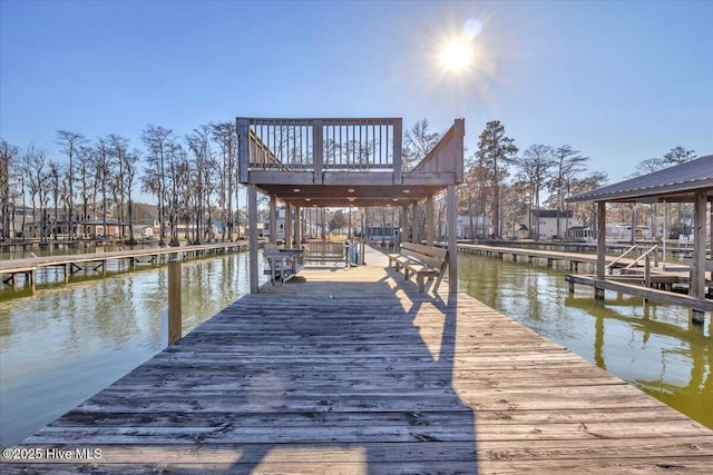 dock area featuring a water view