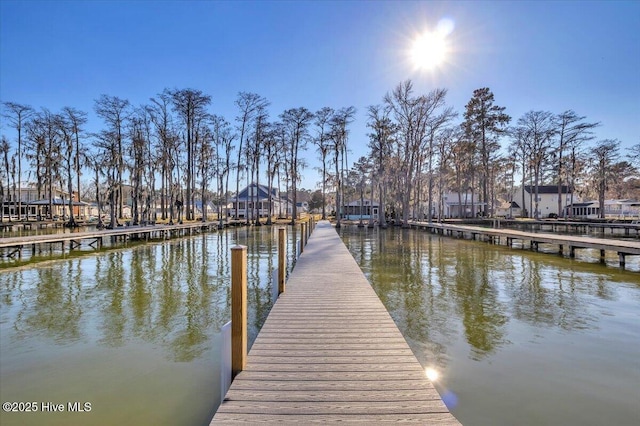 view of dock featuring a water view