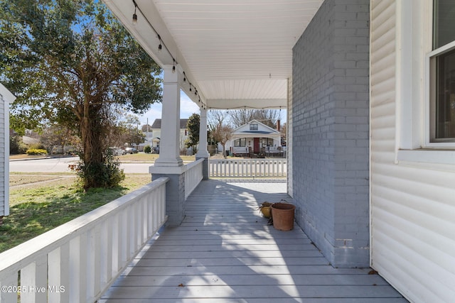 wooden deck with covered porch