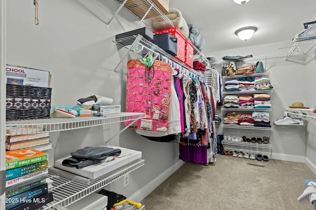 spacious closet with carpet floors