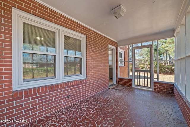 view of unfurnished sunroom