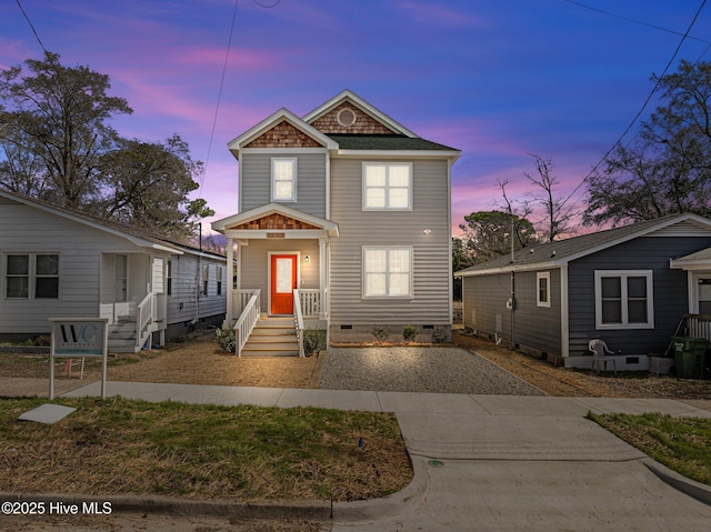 view of front facade featuring crawl space