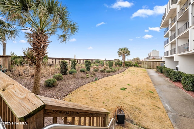 view of yard featuring fence