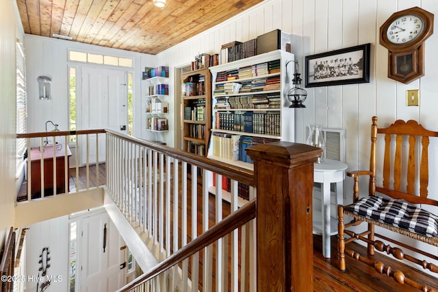 121 Dolphin Ln, Sneads Ferry, NC 28460 - hall featuring wooden ceiling and wood walls