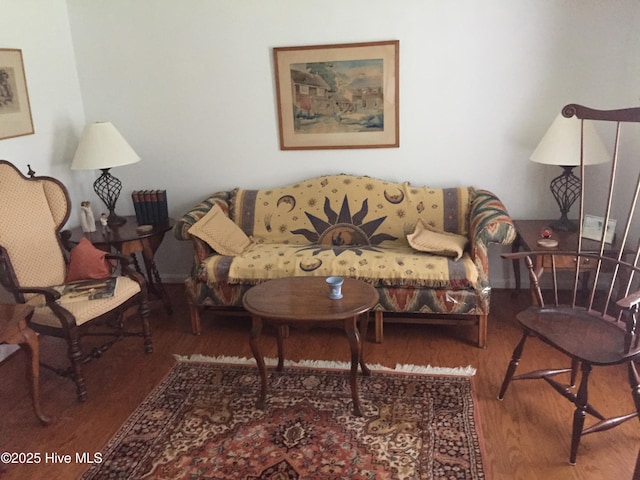 living room with hardwood / wood-style flooring