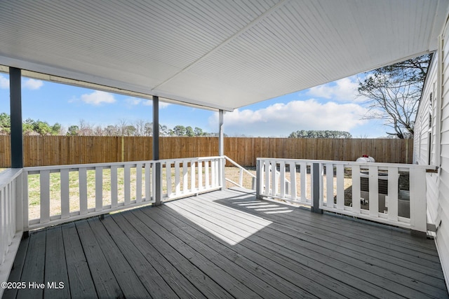 deck featuring a fenced backyard
