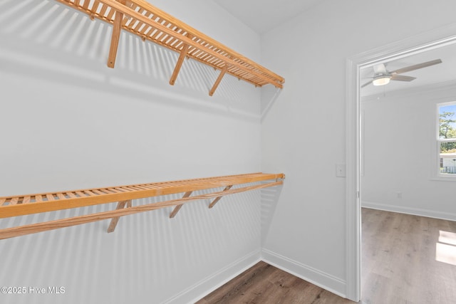 211 NE 78th St, Oak Island, NC 28465 - spacious closet featuring wood finished floors and ceiling fan