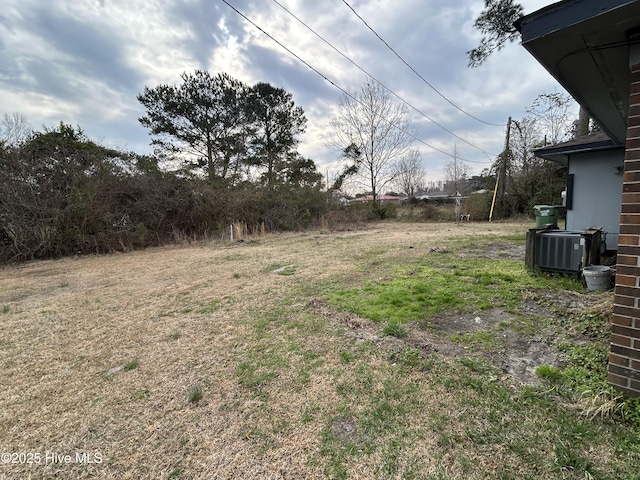 view of yard featuring central air condition unit