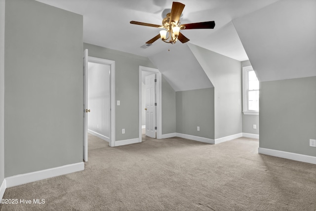 1307 Edgewater Club Rd, Wilmington, NC 28411 - additional living space featuring ceiling fan, carpet flooring, vaulted ceiling, and baseboards