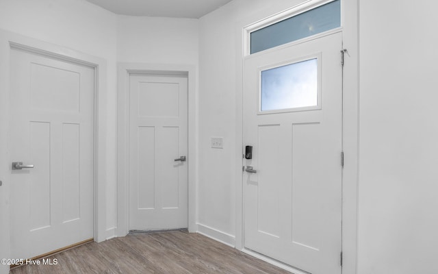 entrance foyer with light wood-type flooring