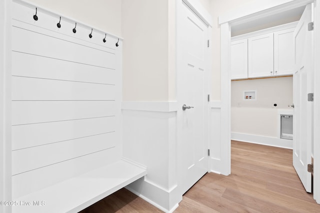 mudroom featuring light hardwood / wood-style floors