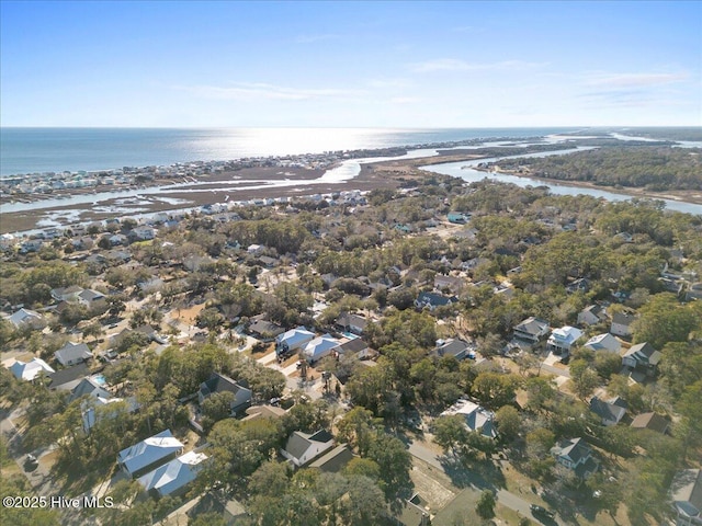 bird's eye view with a water view and a residential view