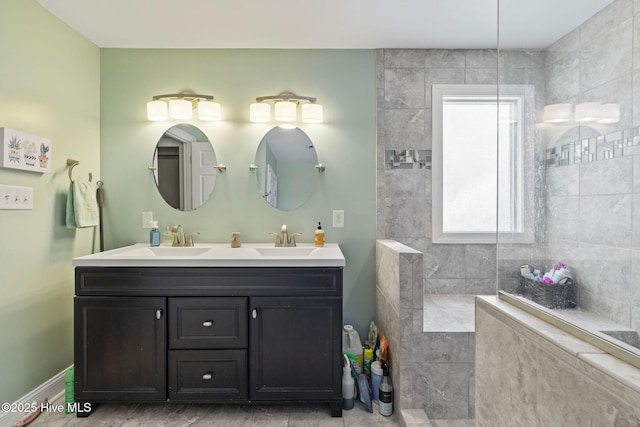 full bath featuring a sink and double vanity