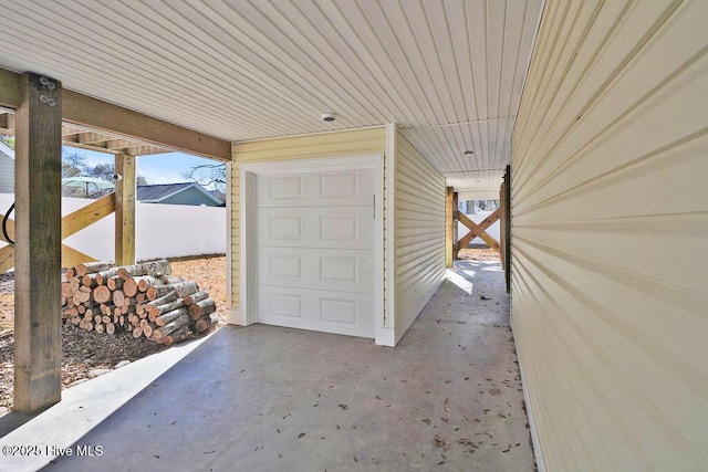 view of garage
