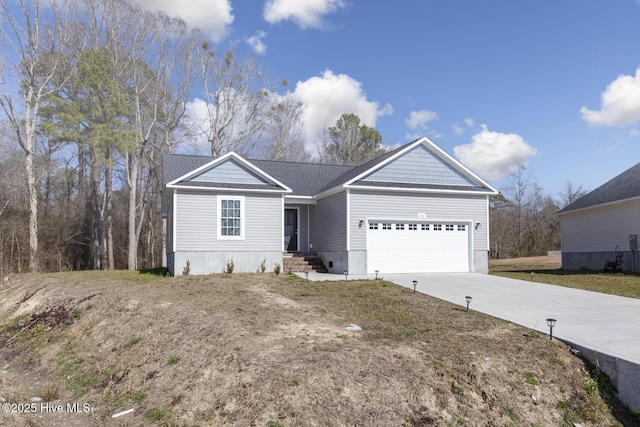 single story home with a garage