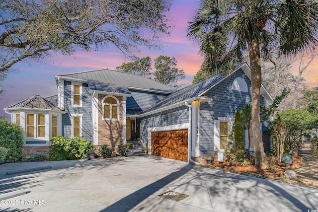 view of front of house with a garage