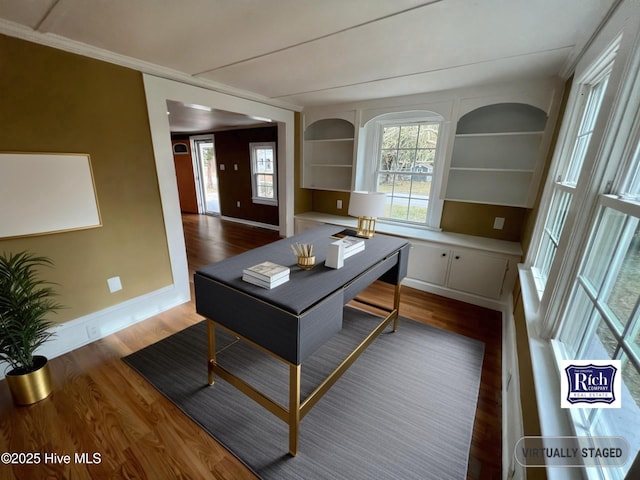 1206 N Bonner St, Washington, NC 27889 - office area featuring baseboards and wood finished floors