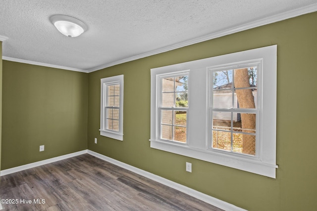 1206 N Bonner St, Washington, NC 27889 - spare room with dark wood-style flooring, ornamental molding, baseboards, and a textured ceiling