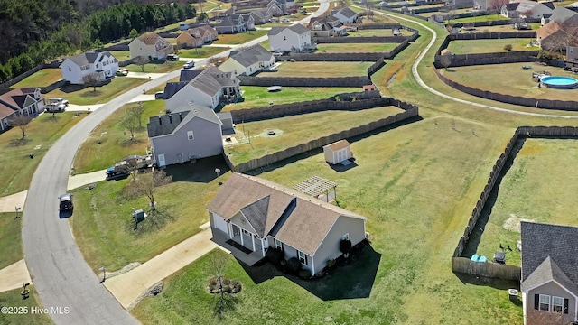 drone / aerial view with a residential view