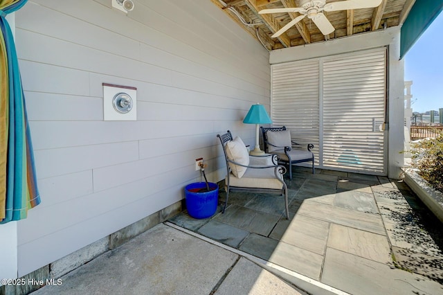 view of patio with a ceiling fan