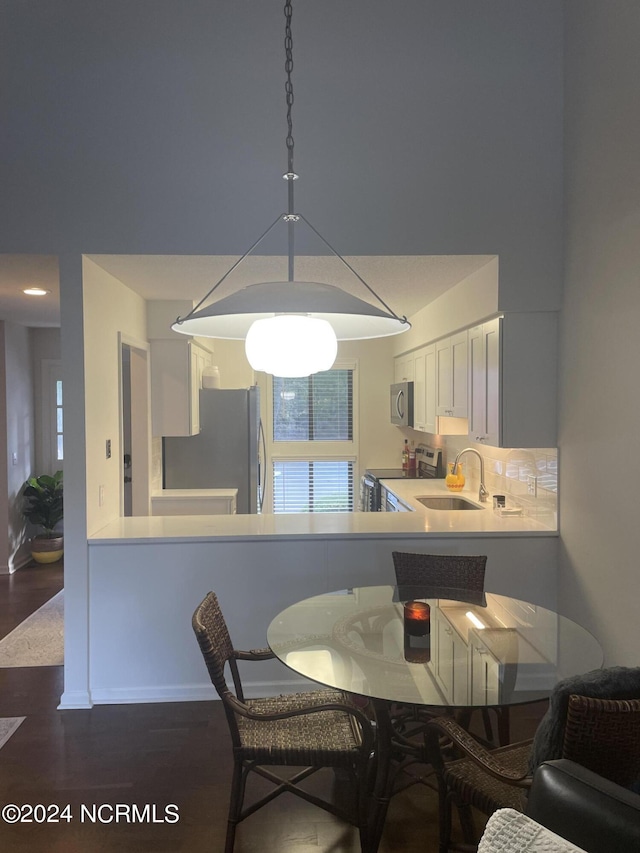 dining room featuring dark wood-style flooring