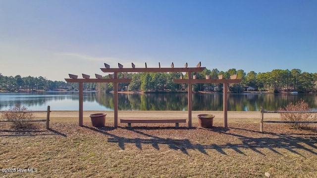 view of playground featuring a water view