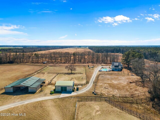 aerial view with a rural view