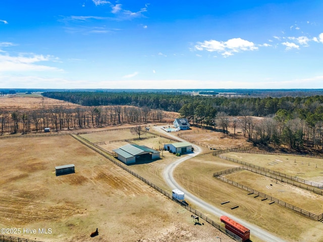 drone / aerial view with a rural view