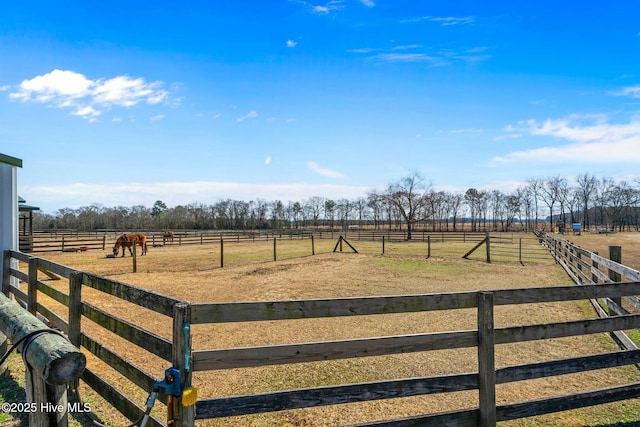 view of yard with an enclosed area and a rural view