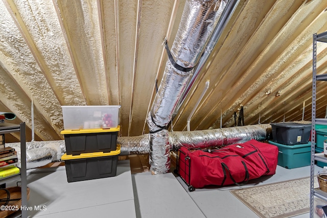 view of unfinished attic