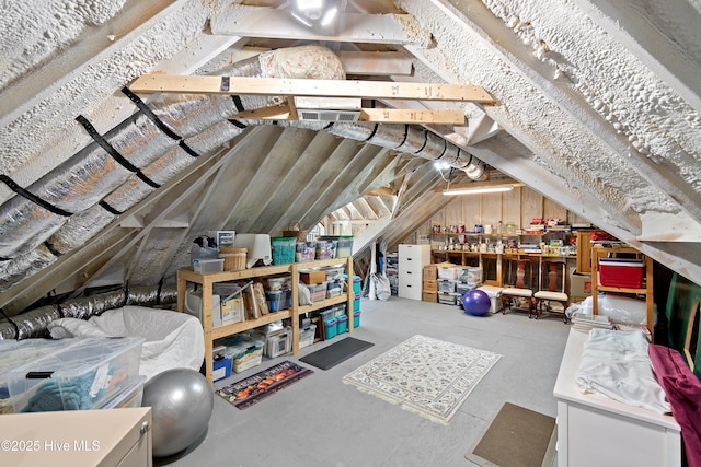 view of unfinished attic