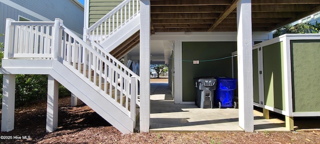 view of home's exterior featuring stairway